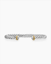 Cable Cuff Bracelet in Sterling Silver with 14K Yellow Gold, 6mm